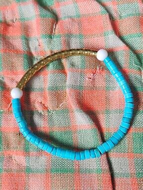 Turquoise Heishi 'Bar' Bracelet Bracelet - Handmade